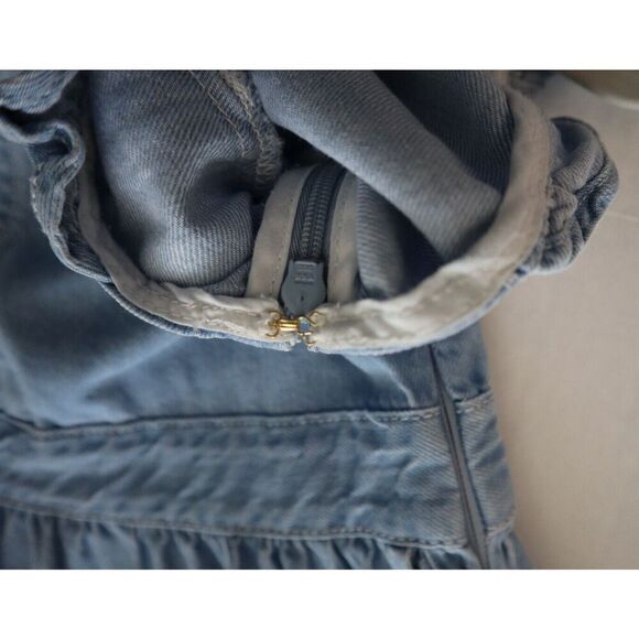 Kate Spade Women’s Sz 4 Blue/White Dip-Dyed Denim Ruffle-Trim Dress - Picture 6 of 14